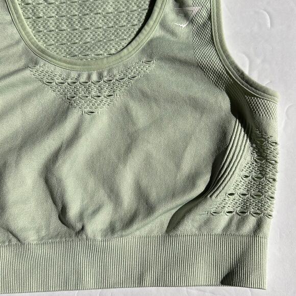 Gymshark Lot of 2 Energy Seamless Sports Bra and Crop Tank Top Gray Green Size S - Picture 9 of 12